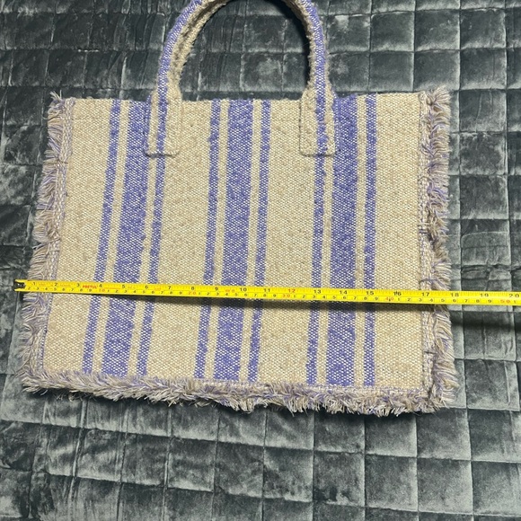 Sandro Beige and Purple Striped Tote - Picture 3 of 6